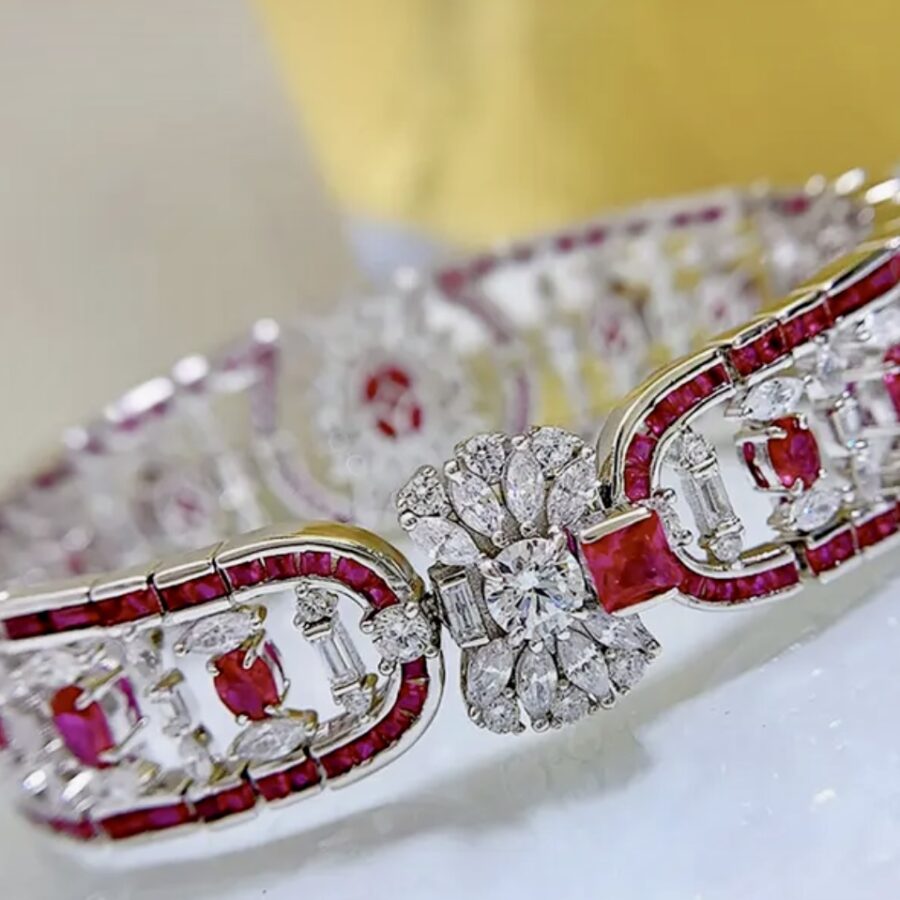 Great Gatsby Inspired LC Ruby and LC White Sapphire Red-Carpet Bracelet - Image 4
