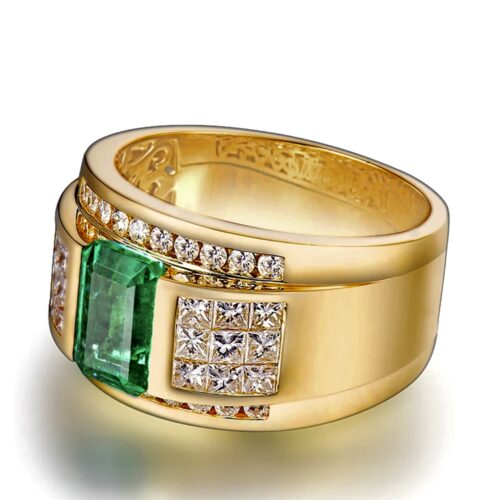 DIAMOND AND EMERALD BAND RING