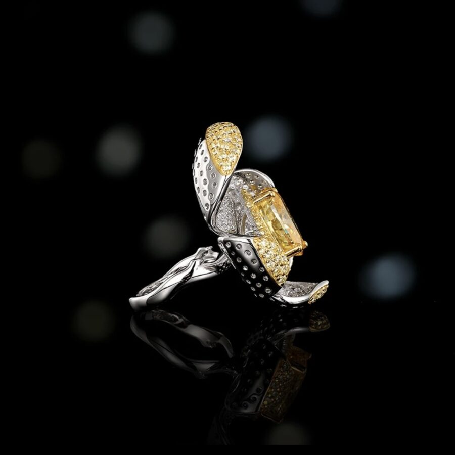 White Sapphire and Citrine Floral RingJZ2393 - Image 3