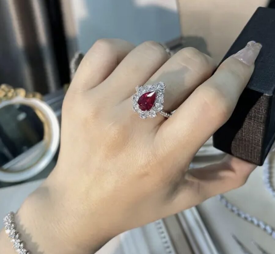 LC RUBY AND WHITE SAPPHIRE COCKTAIL RING - Image 2