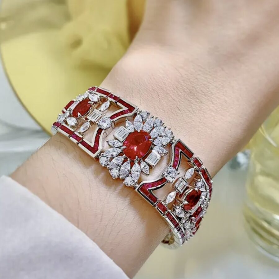 Great Gatsby Inspired LC Ruby and LC White Sapphire Red-Carpet Bracelet - Image 3