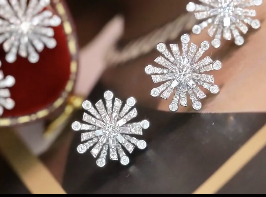 Diamond Snowflake Inspired Earrings. - Image 2