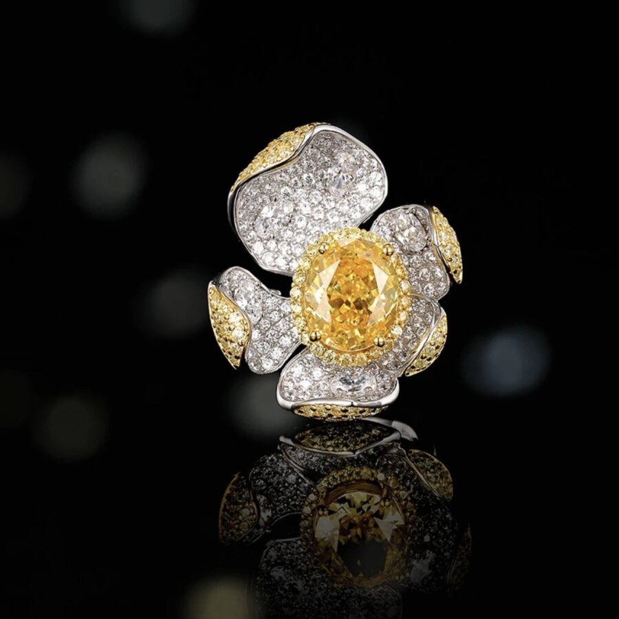 White Sapphire and Citrine Floral RingJZ2393 - Image 2