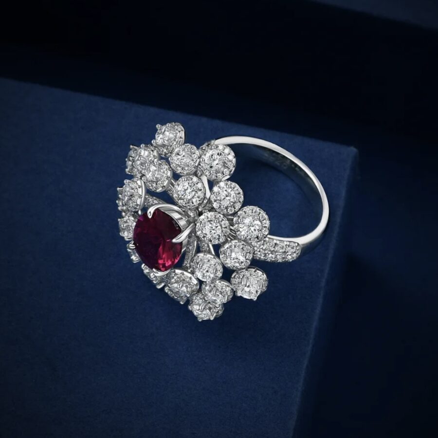 Nature Inspired Ruby Floral Ring - Image 3