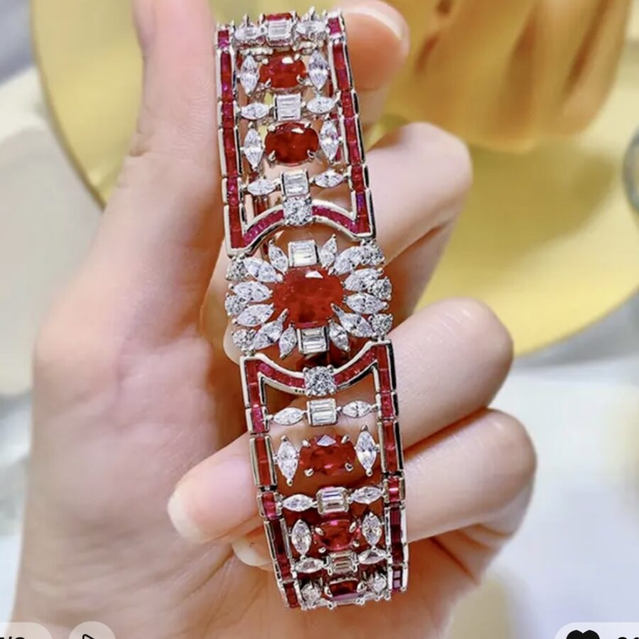 Great Gatsby Inspired LC Ruby and LC White Sapphire Red-Carpet Bracelet - Image 2