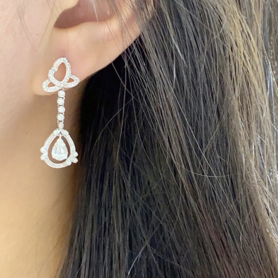 Princess Inspired Diamond Tassel Design Earrings in 18 Kt White Gold - Image 2