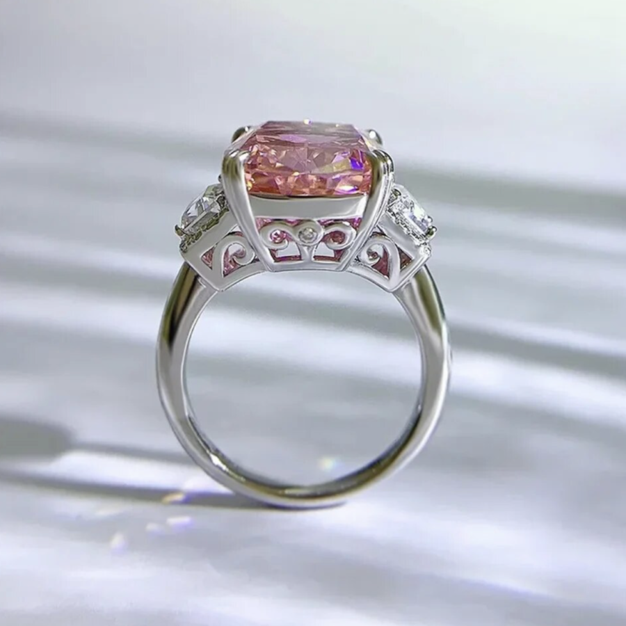 LC Pink Sapphire and LC White Sapphire Engagement Cocktail Ring - Image 3