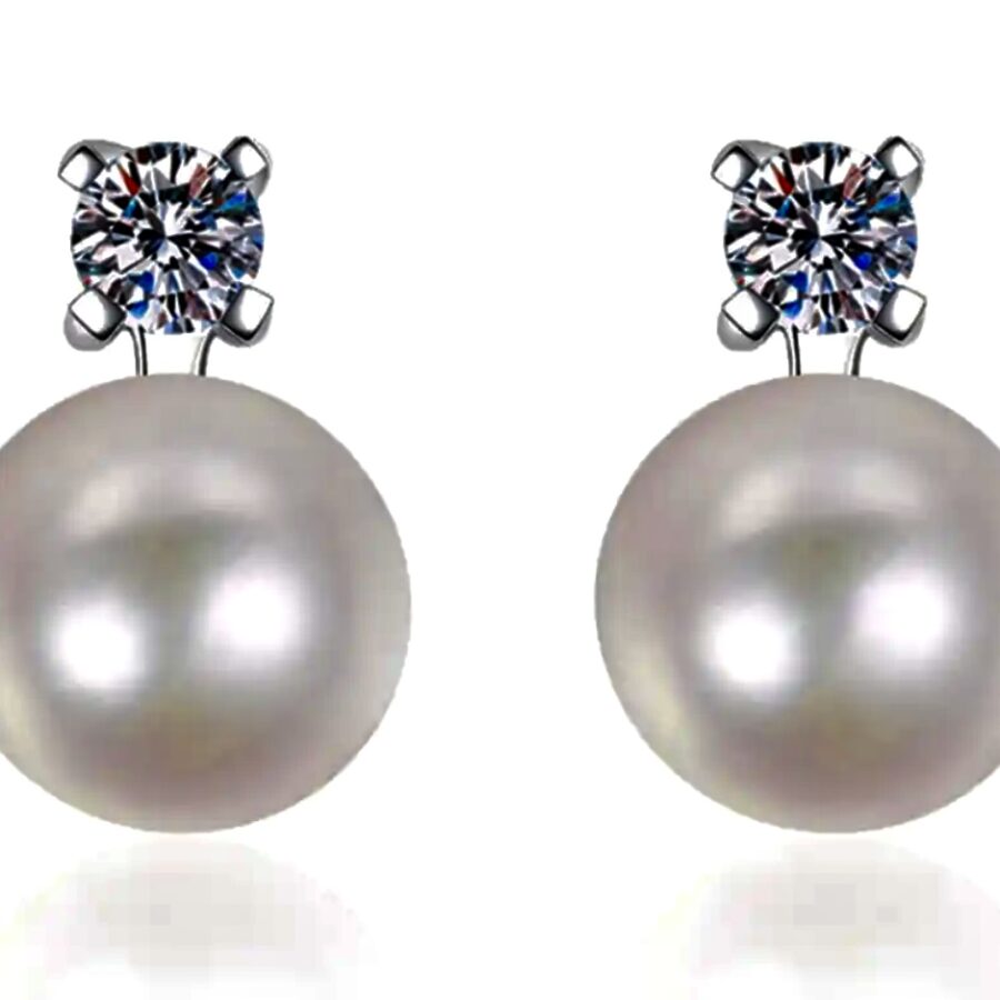 Camelot Inspired Genuine Pearl and Moissanite Earrings