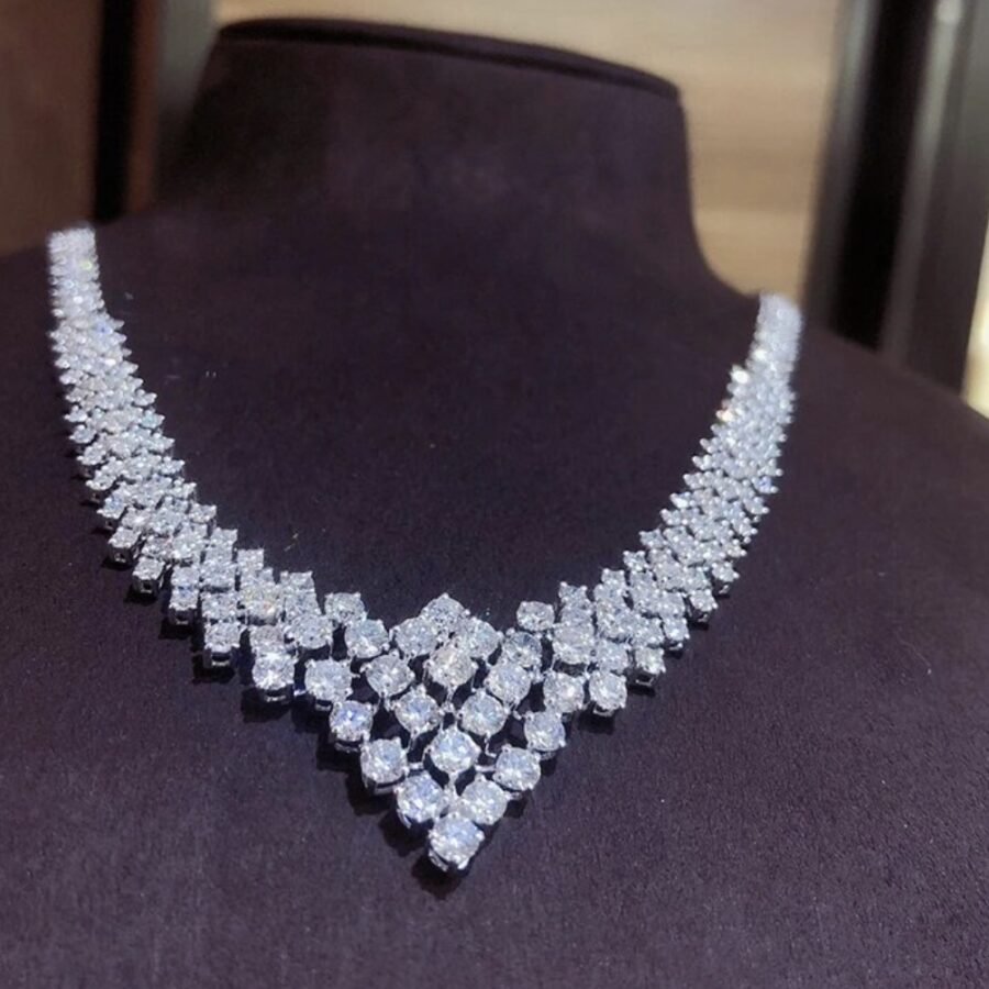 Dubai Inspired Natural Diamond Necklace in 18kt White Gold - Image 3