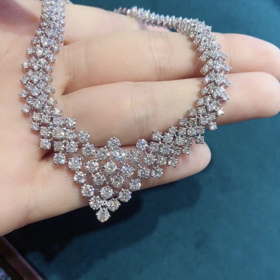 Dubai Inspired Natural Diamond Necklace in 18kt White Gold
